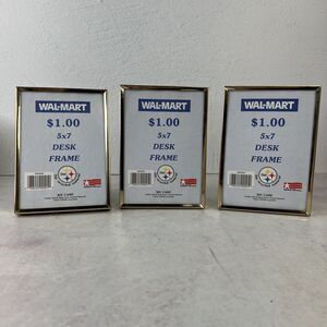 Vintage Wal-Mart Picture Frame Gold Tone Metal with Glass Set Of 3 5X7 USA‎